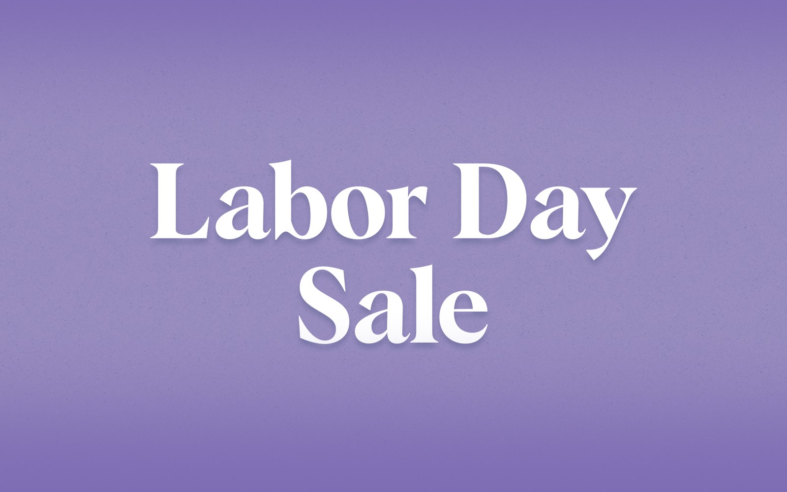"Labor Day Sale" text in white serif font on a purple background